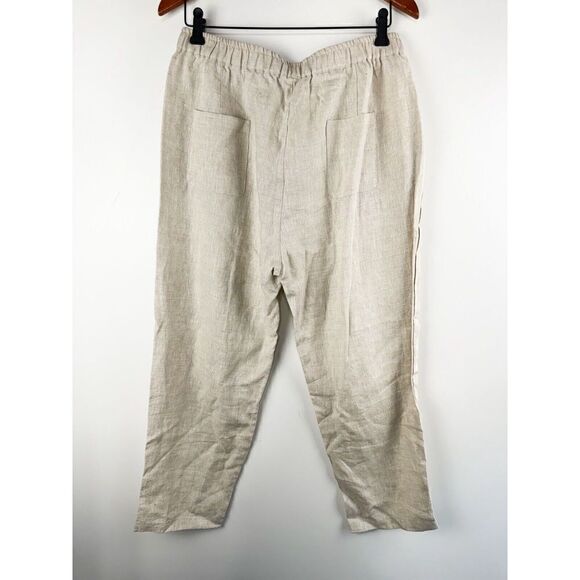 Iximo Women Casual Pants Size Large Cream Lagenlook Pockets 100%Linen Beach - Picture 4 of 5